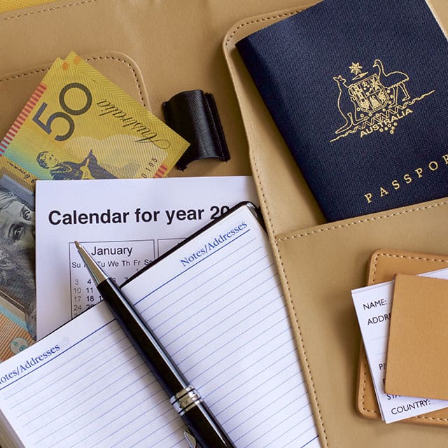 Passport, money, mortgage documents