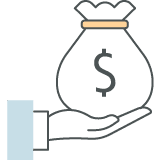 Money bag in hand icon